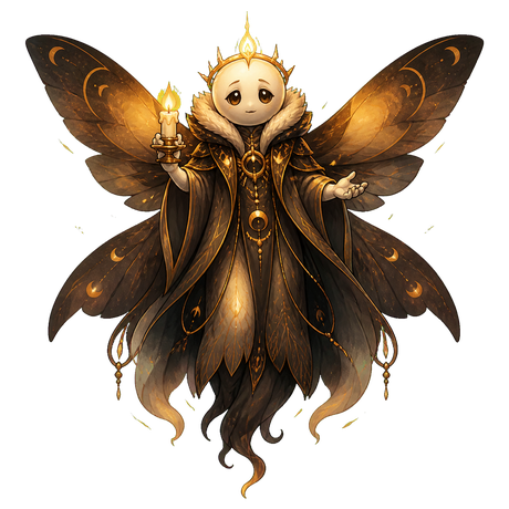 Vesper, the final keeper, robed in moth-violet light